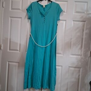 Faded Glory Turquoise Maxi Dress with Button Detail Size XXL NWT